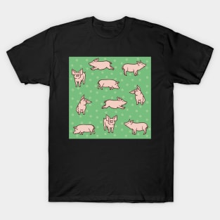 Green Grassland Pigs T-Shirt